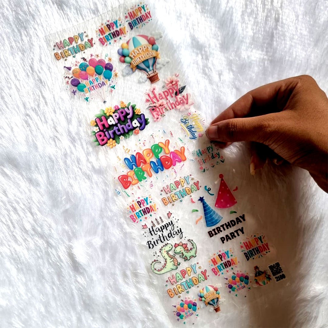 Birthday sticker sheet for crafting or resin art