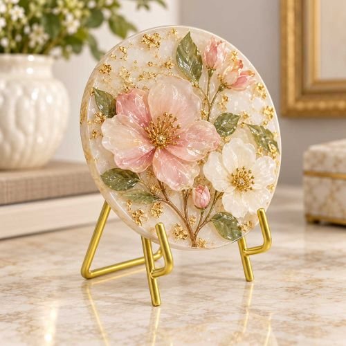Gold Metal Display Stand | Metal Stand For Resin Art Frames Plates & Decorative Crafts hover