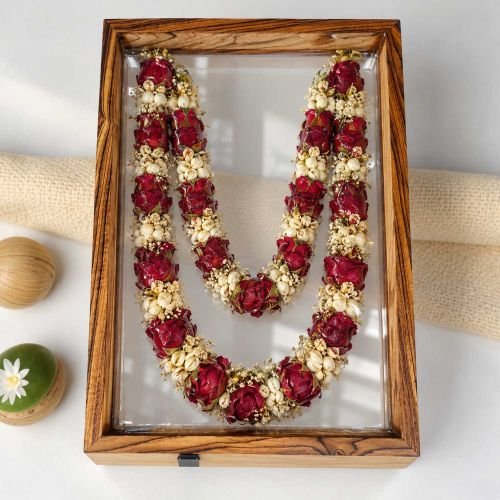 Wedding Varmala Preservation Wooden Rectangle Frame With Acrylic Base For Resin hover