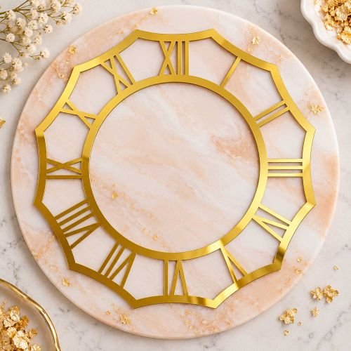 Golden Acrylic Roman Number Clock Ring Base hover