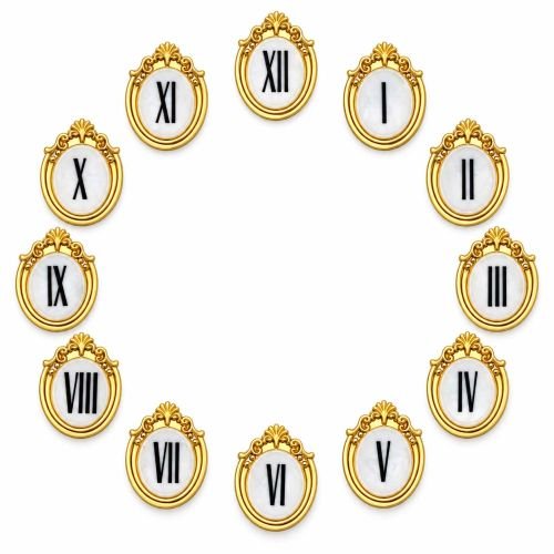 Vintage Oval Roman Clock Numbers Golden