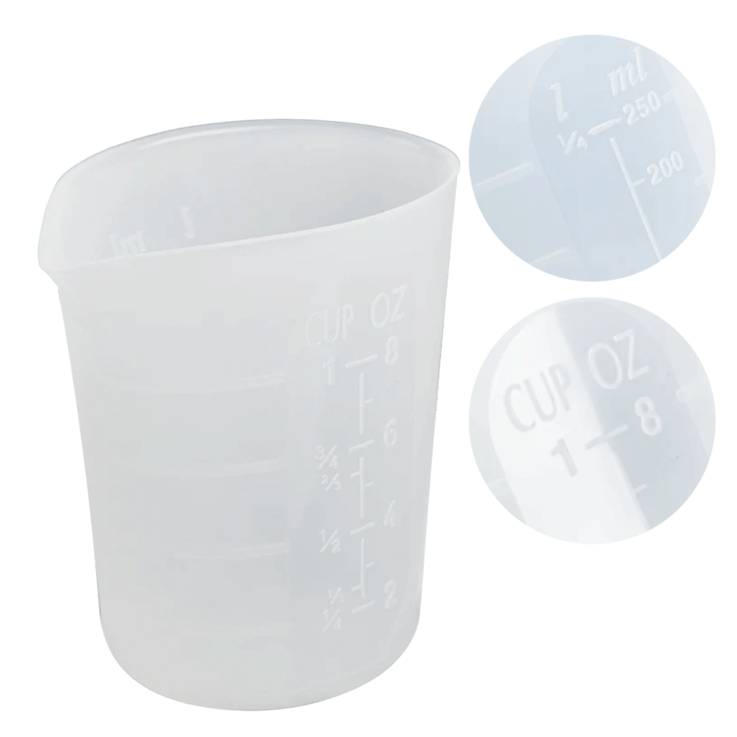 Silicone Resin Measuring Cup – 250ml Reusable Mixing Cup For Epoxy & Crafts hover