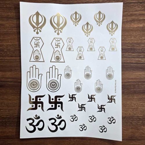 All God Symbols Embossed Insert Sticker Sheet A/4 (TR437)