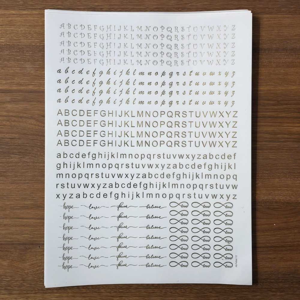 Alphabet Embosed Insert Sheet For Resin Art (A4 Size)