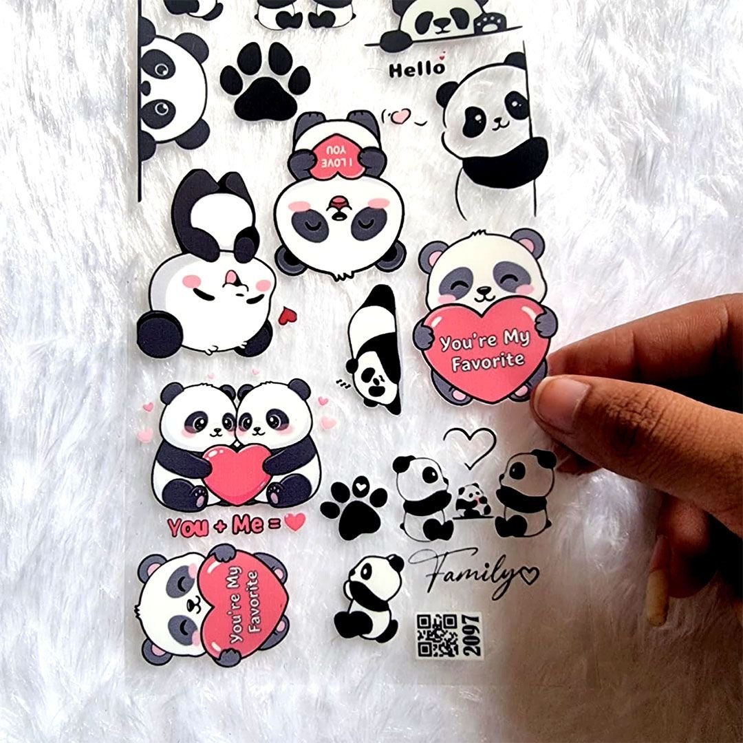 Cute Panda Premium UV DTF Sticker Sheet hover