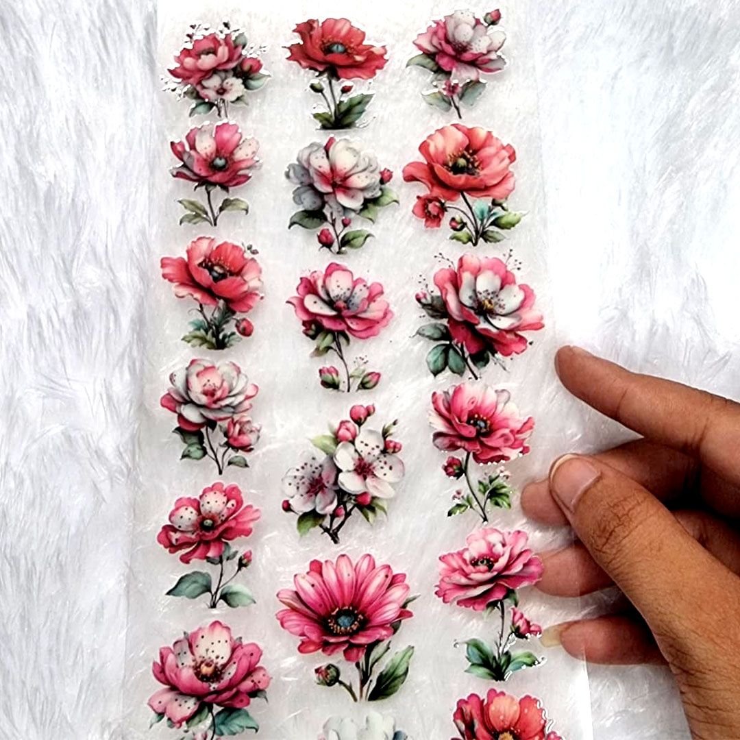 Multi Color Flower UV DTF Resin Sticker hover