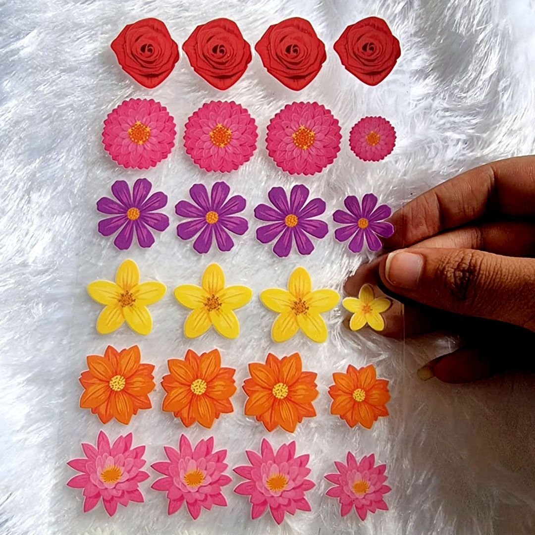 Multicolor Daisy Flower UV DTF Stickers hover