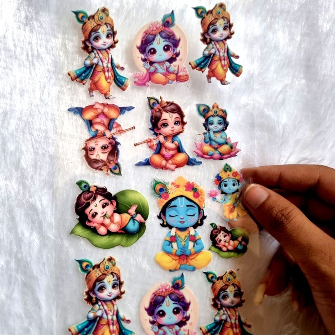 Multiple UV DTF Stickers Of "Little Krishna" For Resinart hover