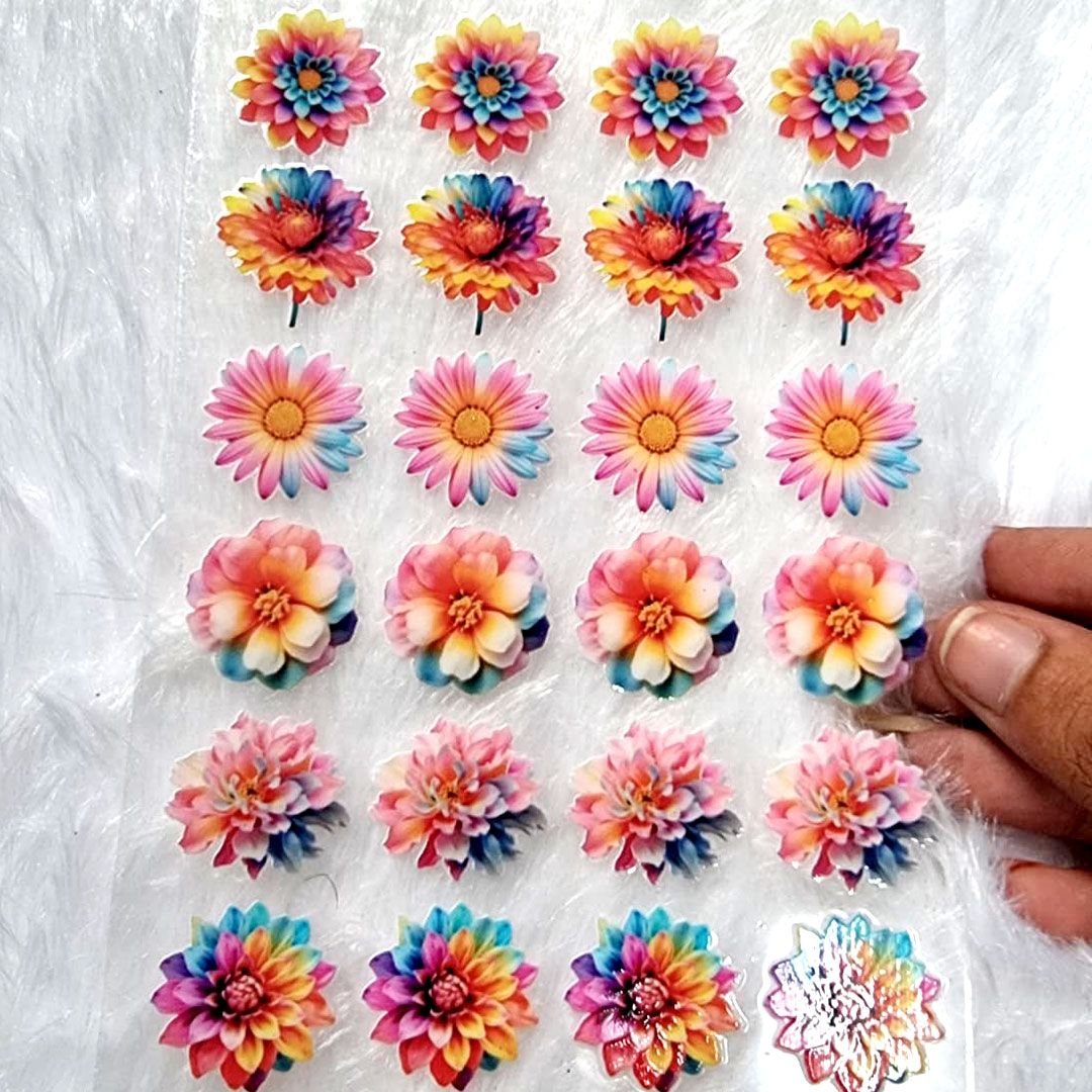 Pastel Color Flower UV DTF Resin Sticker hover
