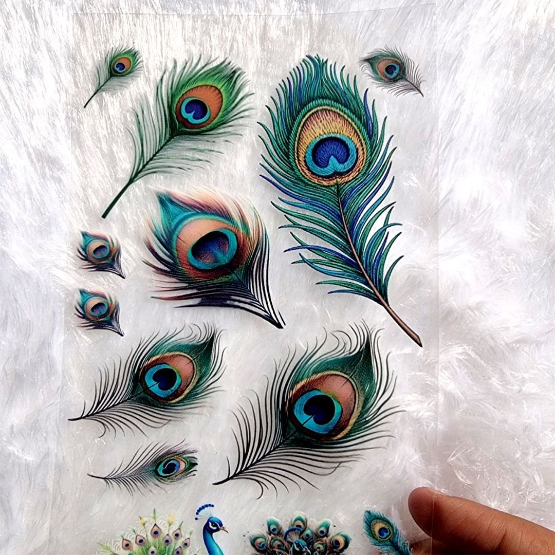 Peackck And Feather UV DTF Resin Sticker hover
