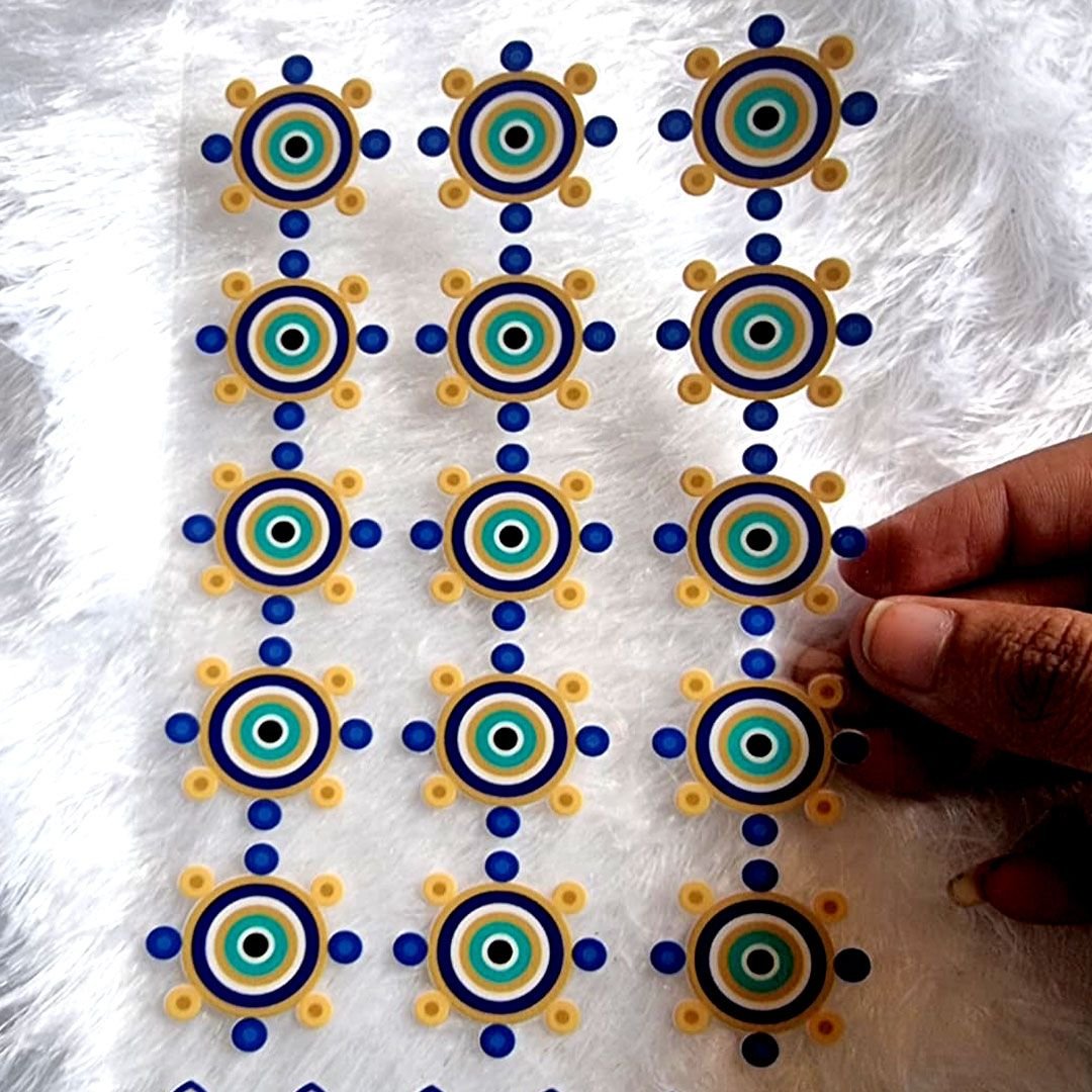 Turkish Evil Eye Transparent UV DTF Sticker Sheet hover