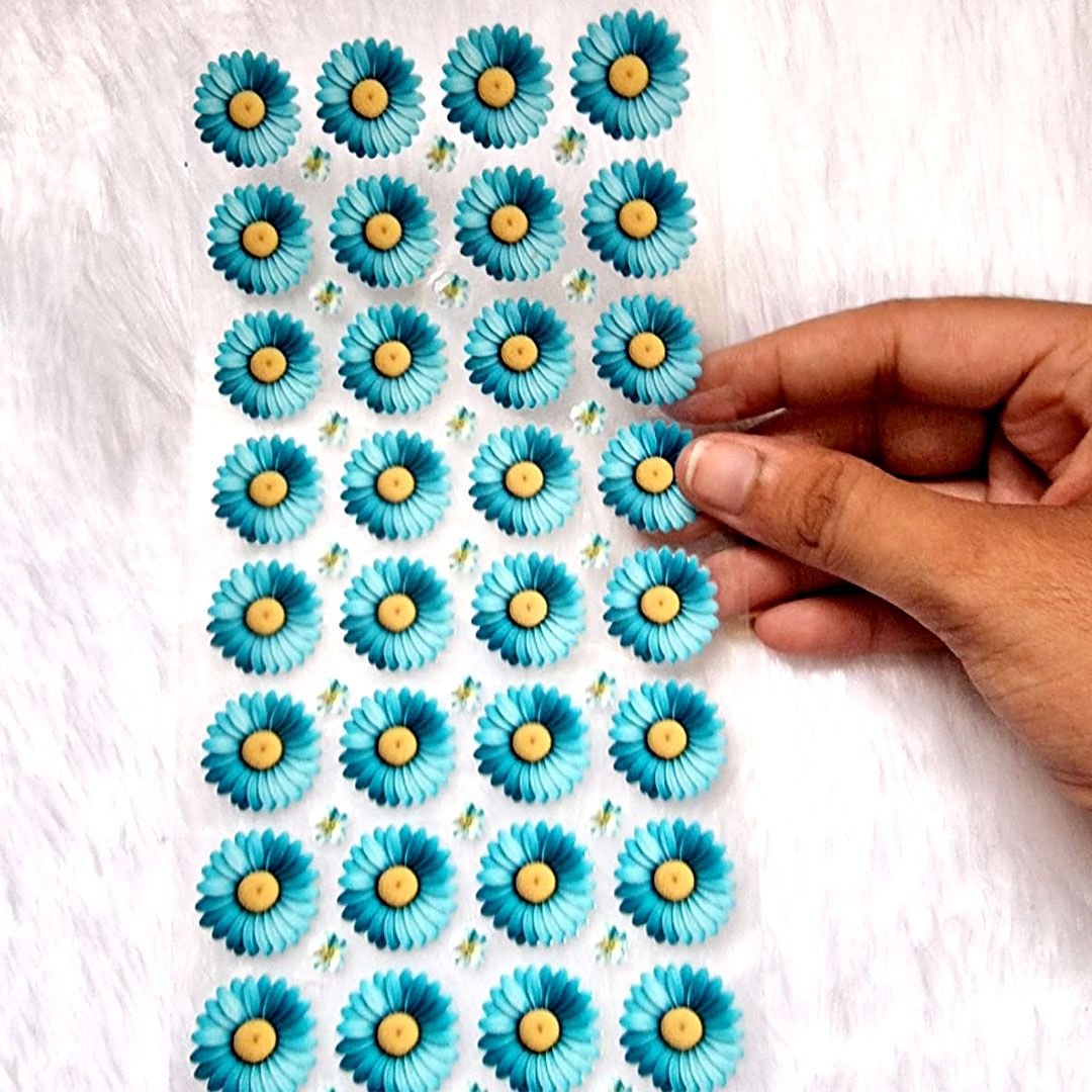 Aesthetic Rama-Green Daisy Floral UV DTF Stickers hover