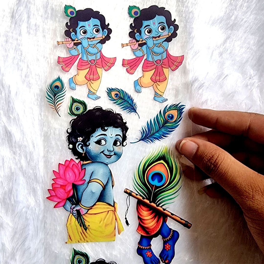 Cute Little Krishna UV DTF Stickers hover