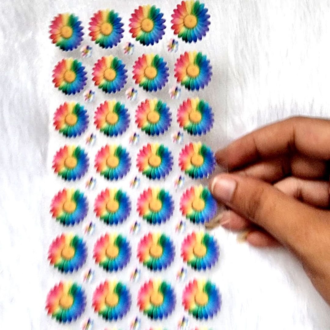 Cute Rainbow Daisy UV DTF Transparent Decal Sheet hover