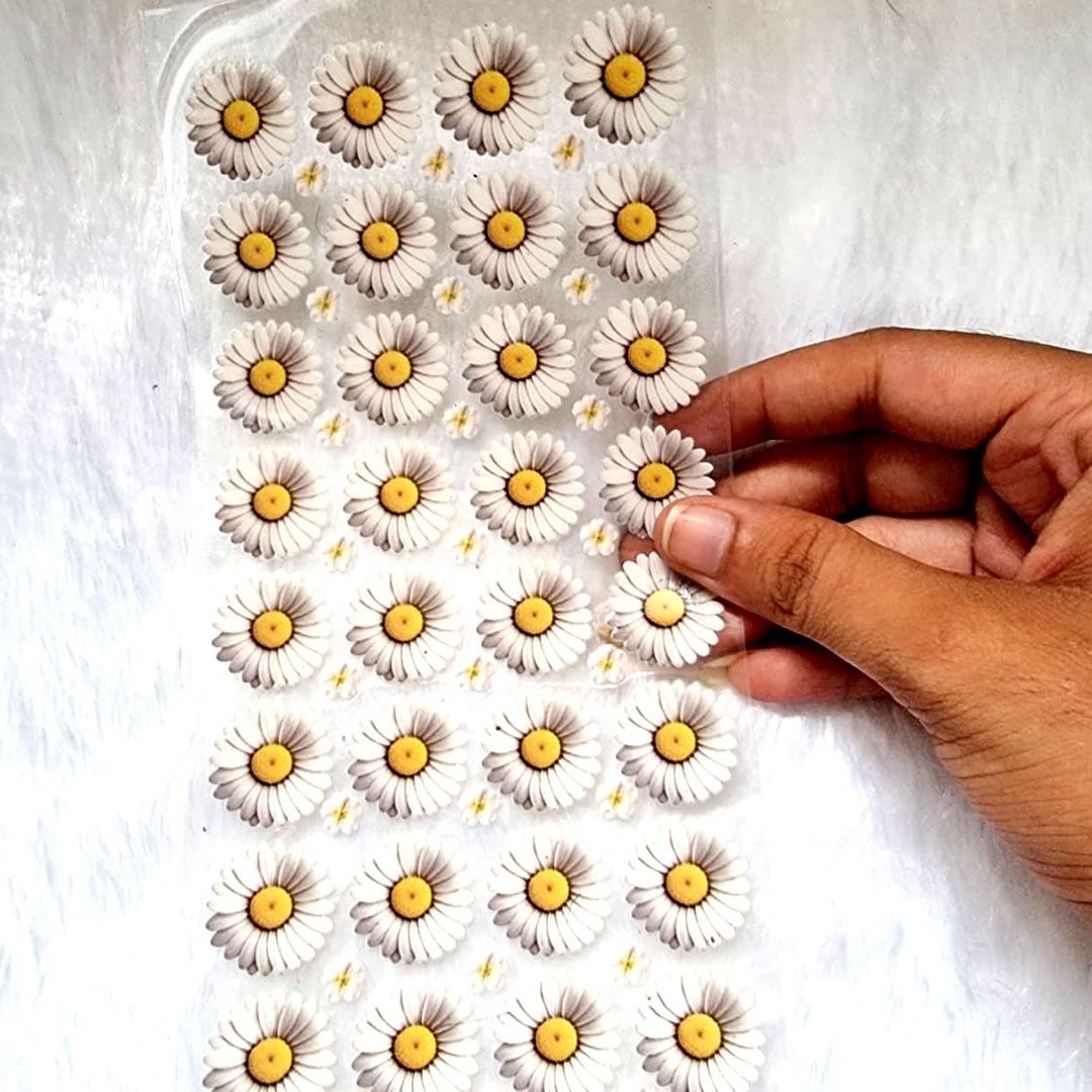 Daisy Ivory Flowers UV DTF Sticker Sheet hover