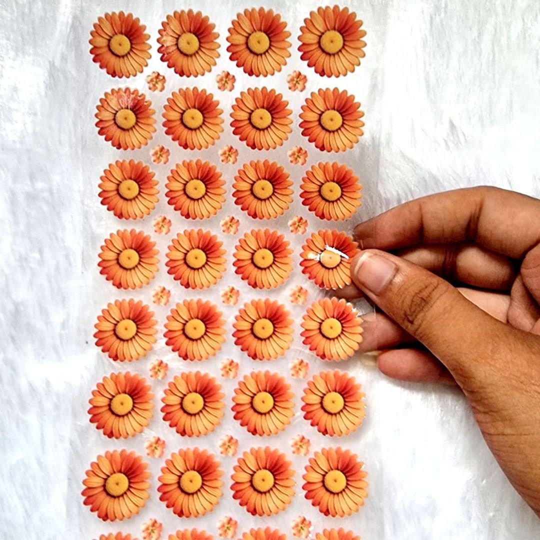 Daisy Orange Flowers UV DTF Transparent Stickers hover