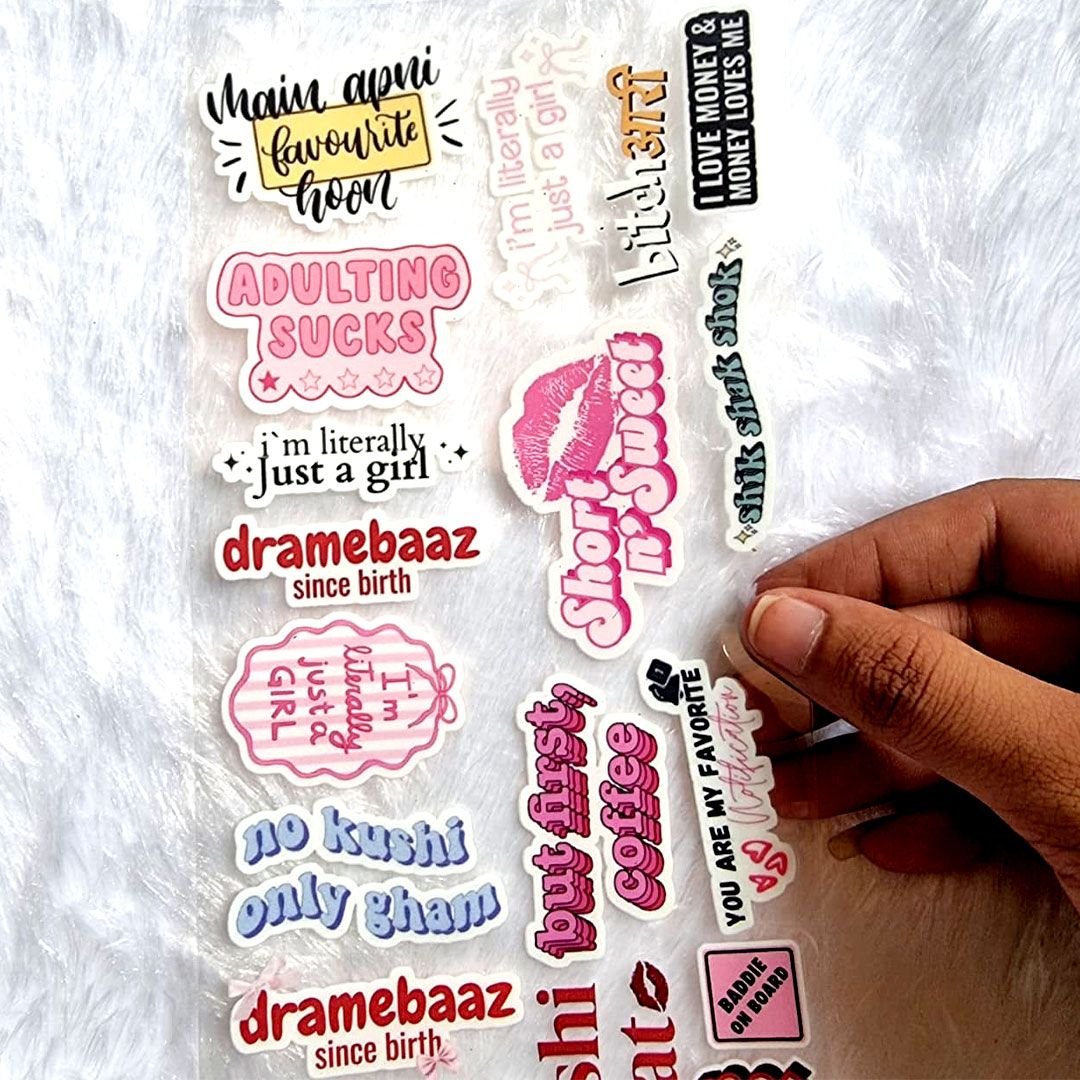 Gen Z Aesthetic Sassy Quotes UV DTF Sticker Sheet hover
