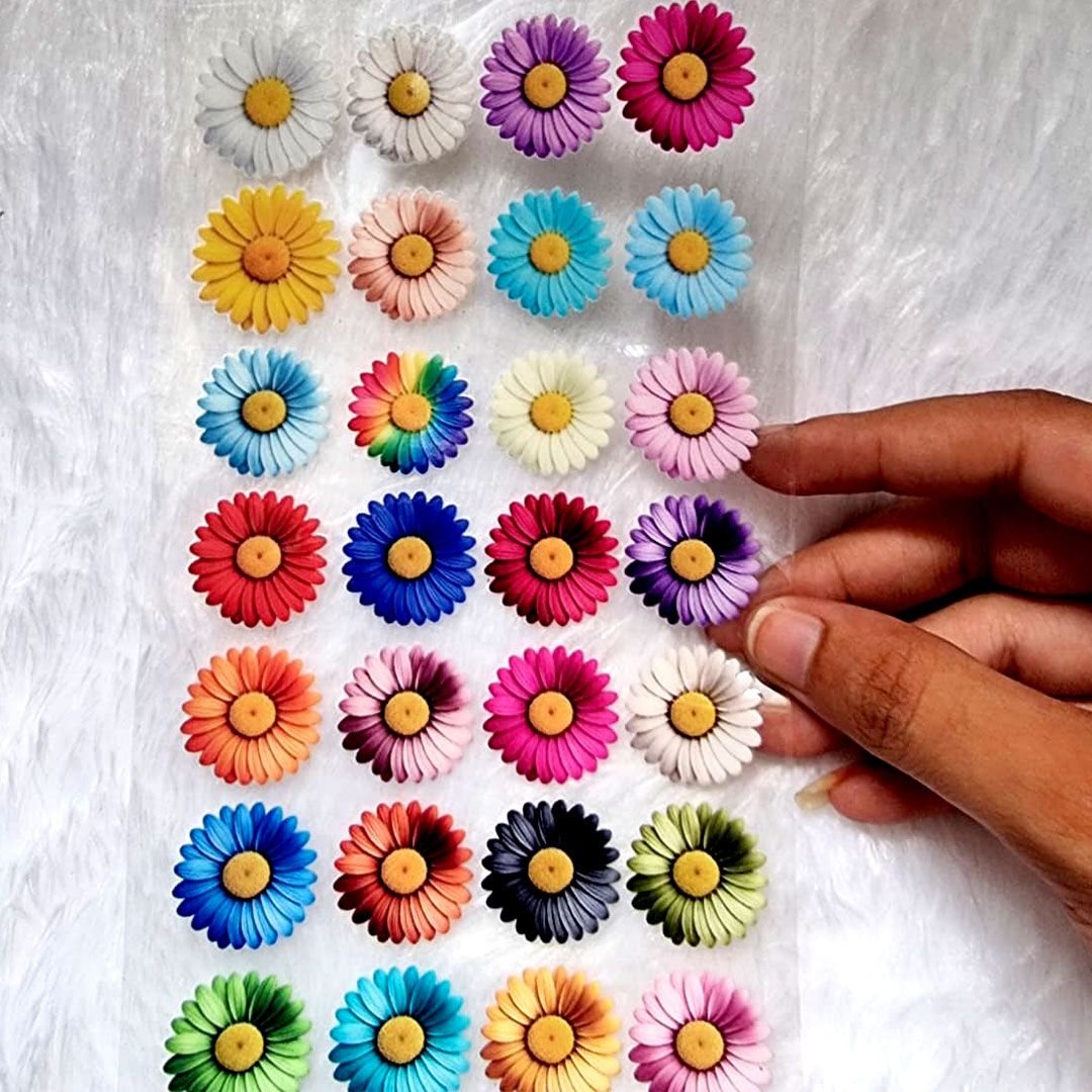 Multicolor Daisy Flower Transparent Sticker Sheet hover