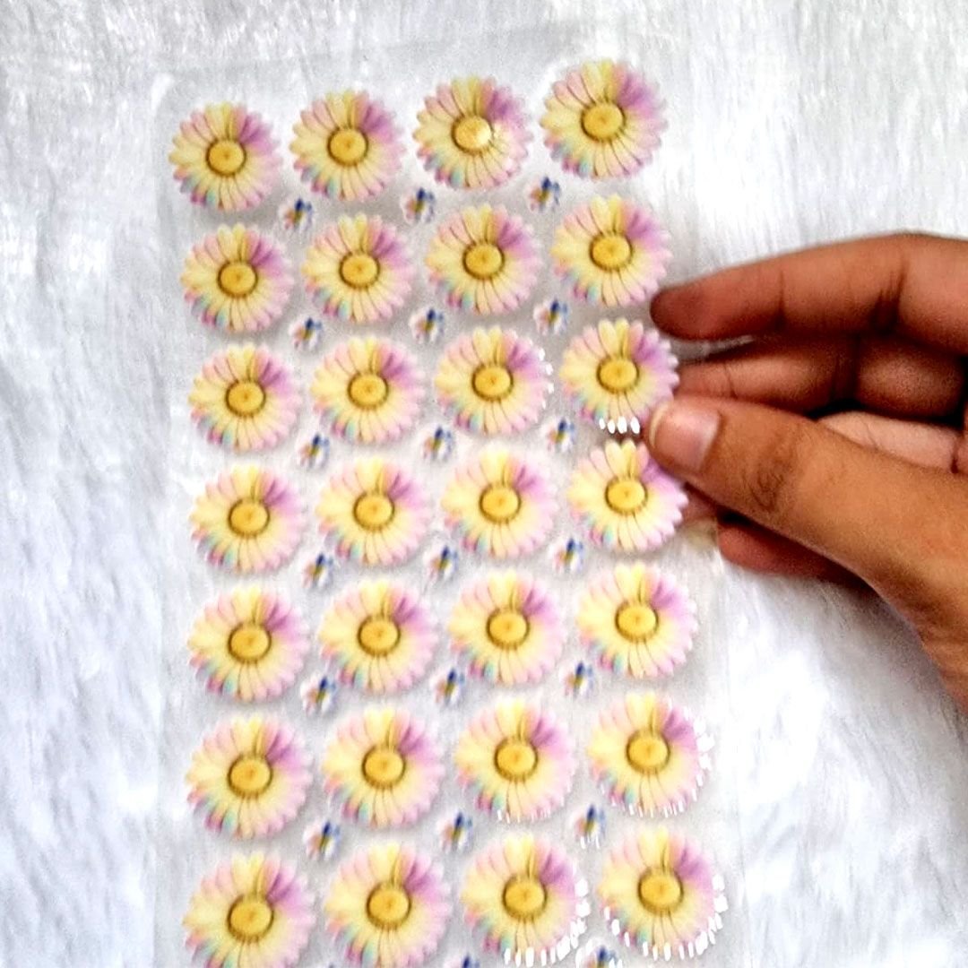 Pastel Rainbow Daisy Craft & Resin Art UV DTF Sticker Sheet hover
