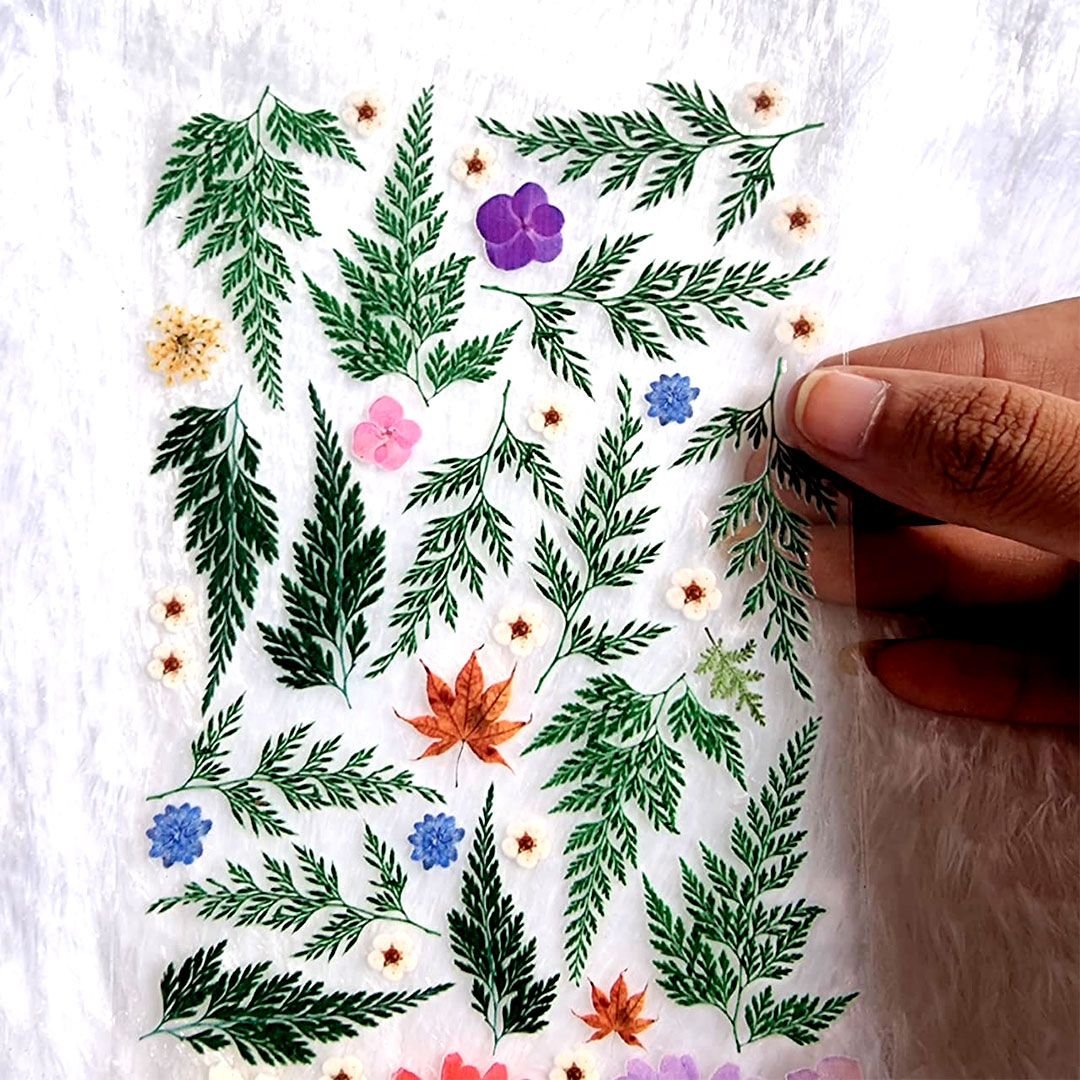 Real Pressed Flowers And Leaves UV DTF Sticker Sheet For Resin Art hover