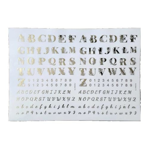 Floral Alphabet & Numbers Golden Embossed Insert Sheet A4 For Resin Art (TR402)
