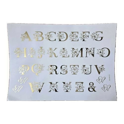 Floral Monogram Alphabet Golden Embossed Insert Sheet A4 For Resin Art (TR406)