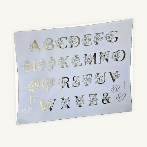 Floral Monogram Alphabet Golden Embossed Insert Sheet A4 For Resin Art (TR406) hover
