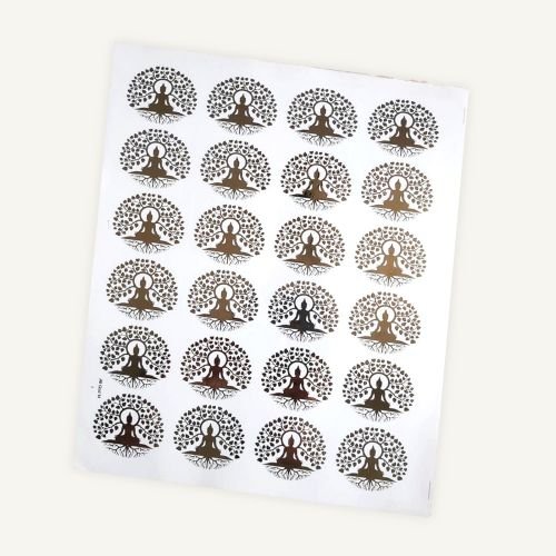 Meditation Tree Mini Motifs Golden Embossed Insert Sheet A4 For Resin Art (TR801) hover